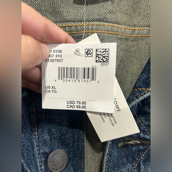 American Eagle AE Men’s XL Denim Trucker Jean Jacket Rancher Jeans Dark Wash NWT - Picture 6 of 13
